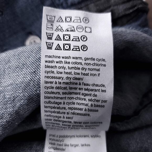 Calvin Klein Chambray Shirt Mens S Dark Blue Button Up Long Sleeve Casual Cowboy - Picture 11 of 11